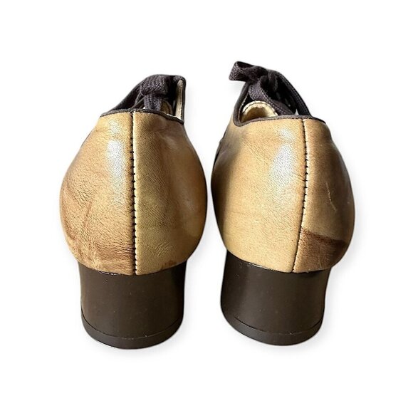 Vintage 1960s Miller Foot Defender Geometric Inlay Lace-Up Shoes – Tan, size 5 - Picture 6 of 10